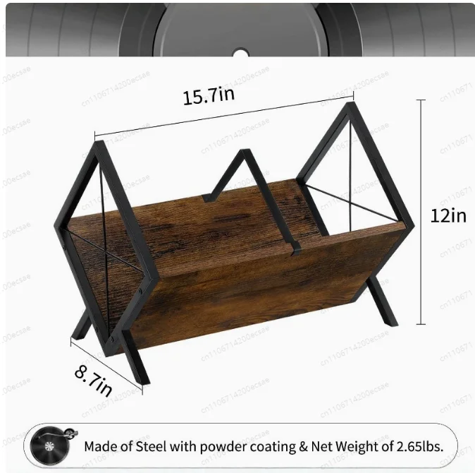 Solid Wood Vinyl Record Rack, Wrought Iron Wood Combined with CD Disc Storage Rack, Desktop Large-capacity Album Collection Rack