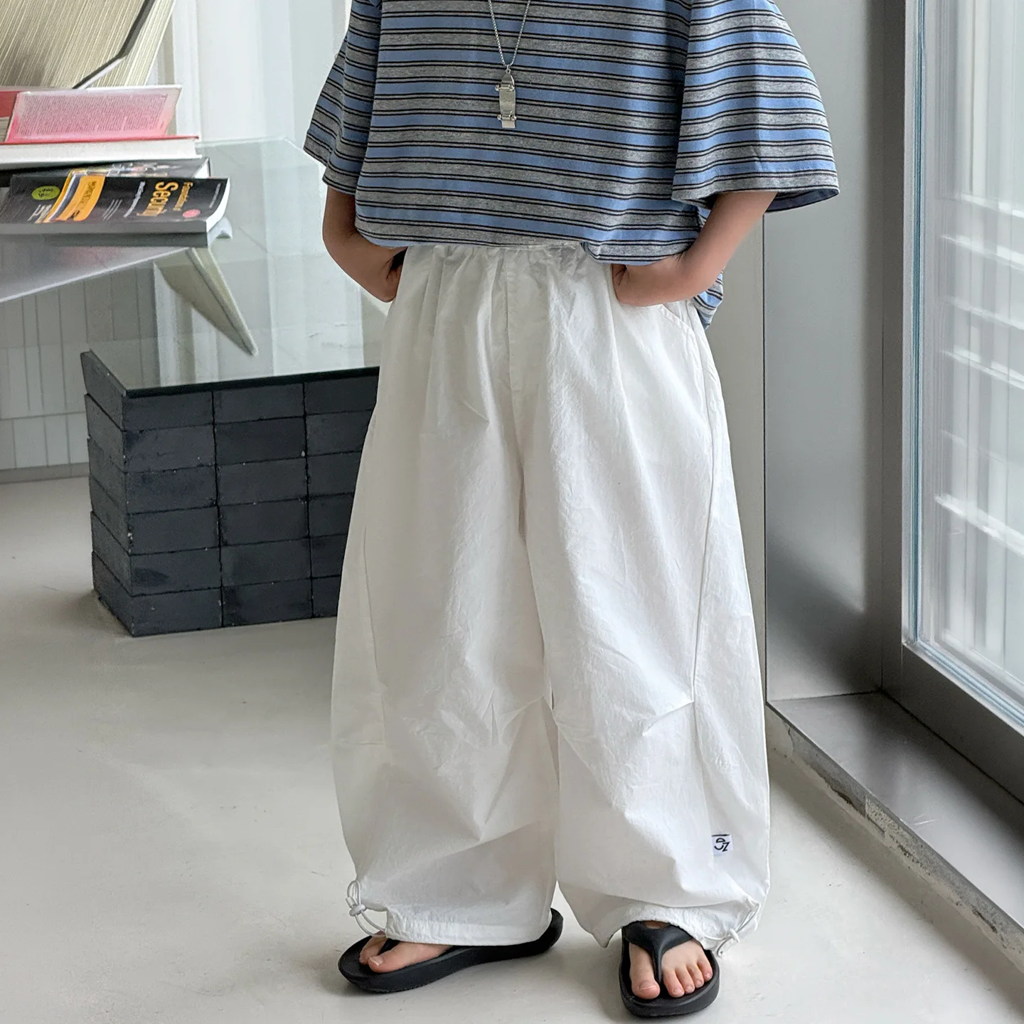 

2026 Summer New Korean Style Boys White Anti-Mosquito Pants Lightweight Breathable Casual Trousers for Kids Children
