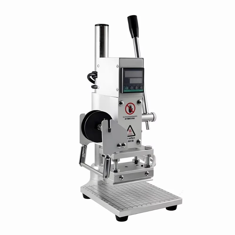 

Small manual PU leather patch belt wallet logo embossing hot press bronzing machine