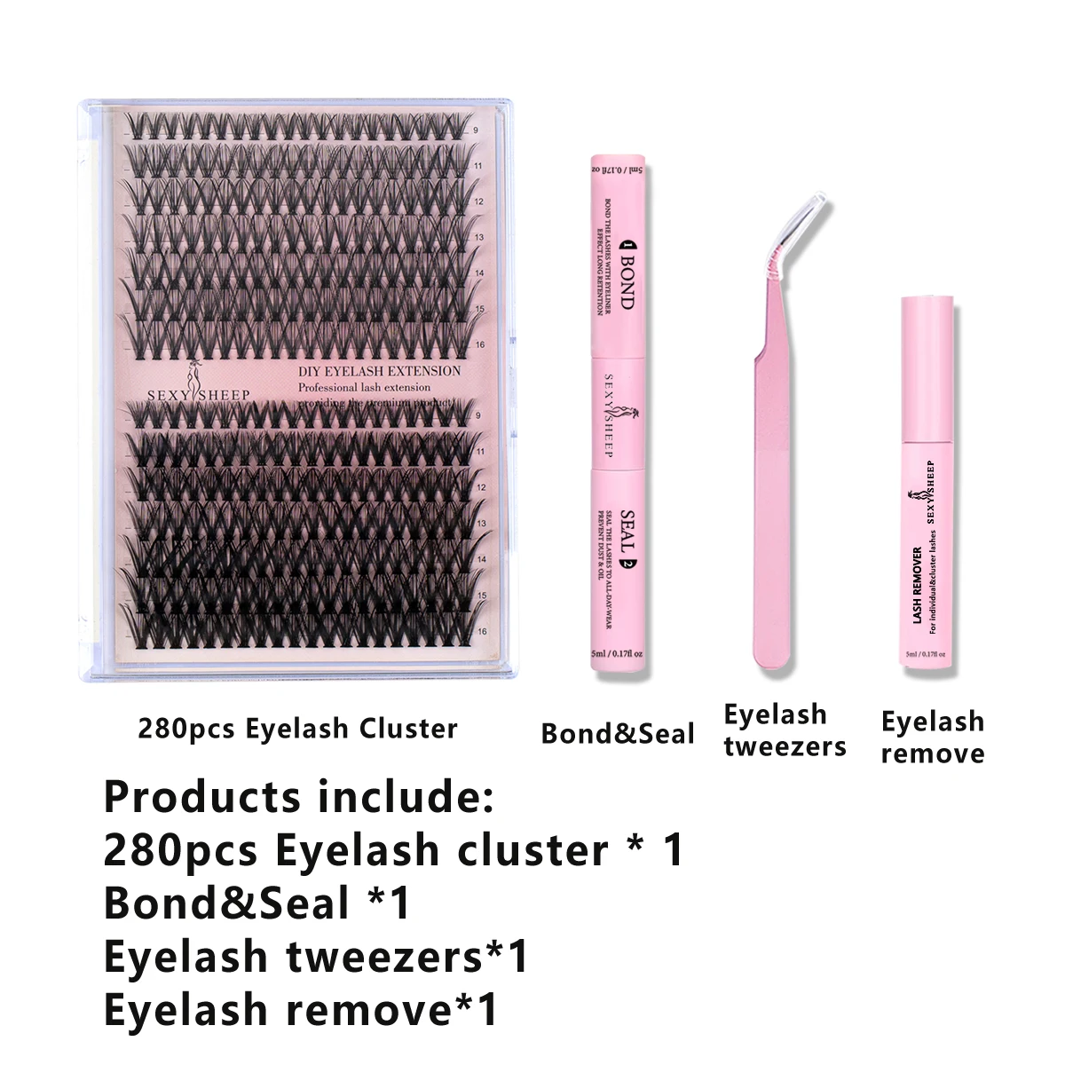 280pcs DIY Lash Extension Kit Individual Lashes Cluster 30D40D MIX with Lash Bond and Seal and Remover Lash Applicator image 2
