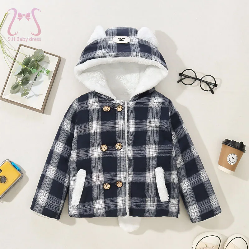 

Зимнее хлопковое пальто для маленьких девочек, флисовая одежда с капюшоном для малышей, ветрозащитная теплая утепленная Детская куртка, комбинезоны, Детский костюм