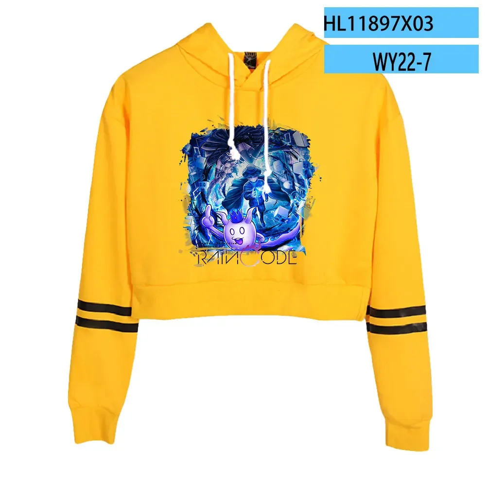 Baju sweter Crop Top kode hujan Master Detective Hoodie potongan Harajuku baju atasan Pullover lengan panjang Hip Hop Streetwear