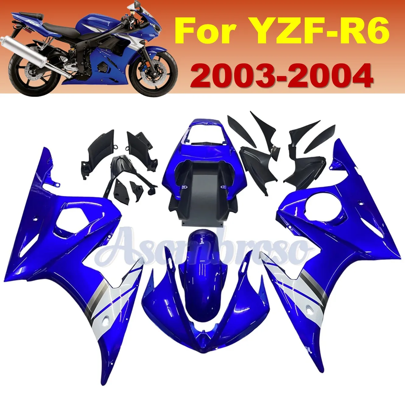 Motorcycle Plastic Kit For YZF-R6 2003 2004 2005 YZFR6 R6S 2006-2009 ABS Injection Replacement Bodywork