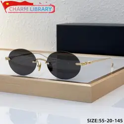 Trend Women Sunglasses Rimless Luxury Brand Designer Titanium Oval Men Personality Fashion Party Star Outdoor Sun Glasses UV400