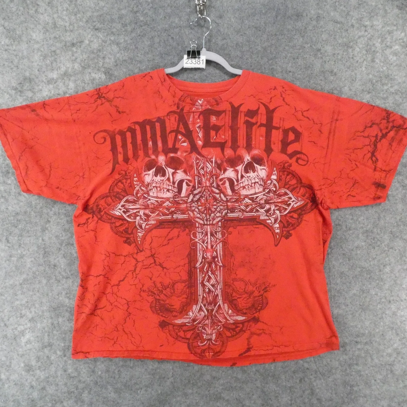 

MMA Gothic Skull Cross T-Shirt Y2K Vintage Streetwear Screen Printed Cotton Unisex Tee for Men & Women Retro Gradient Couple Top