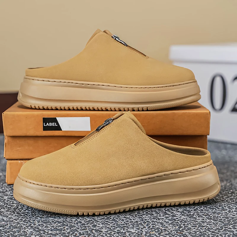 New high-quality Boken shoes men's hooded slippers fashionable thick soled casual lazy shoes comfortable non slip half slippers
