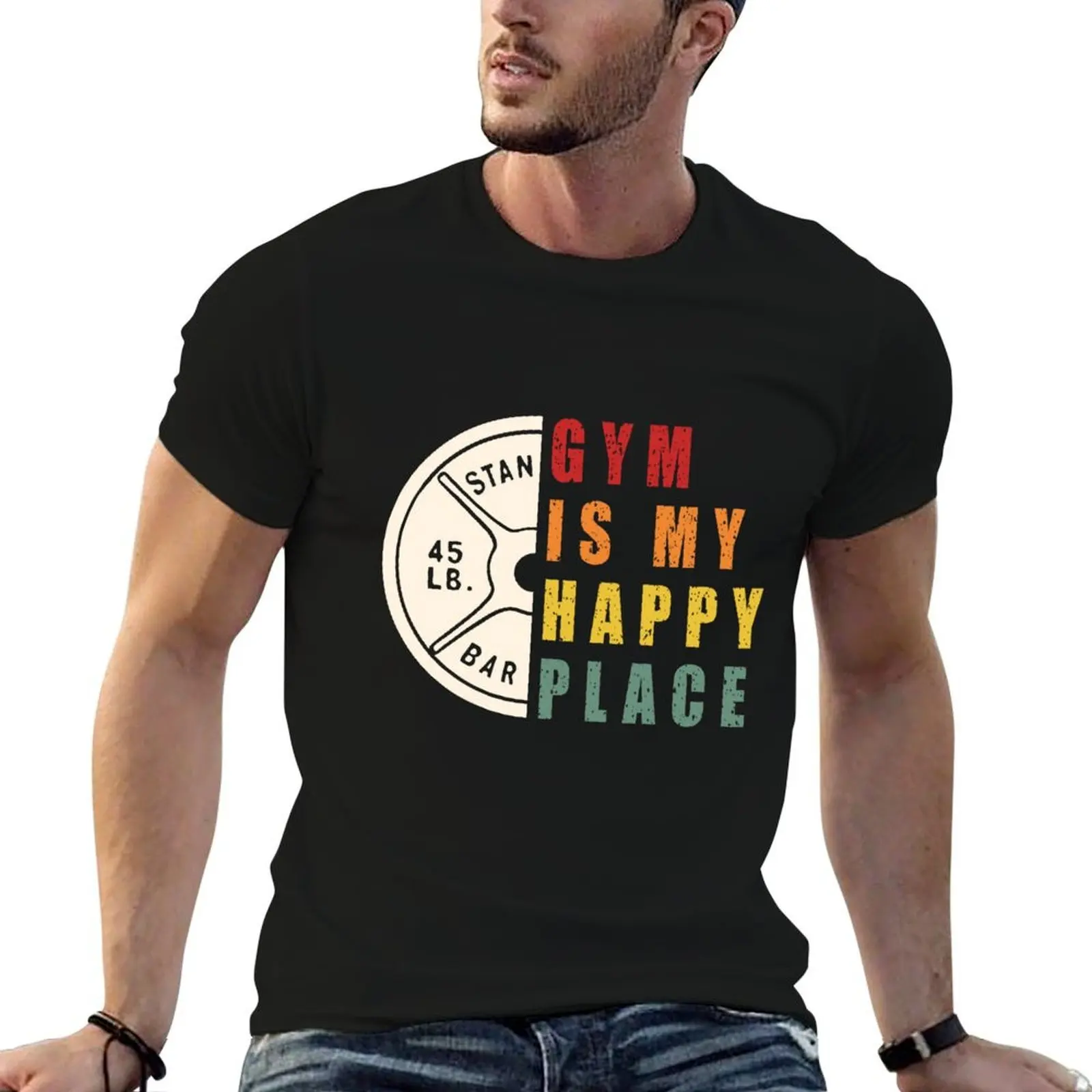 The Gym Is My Happy Place - Plate - retro vintage T-Shirt animal prinfor boys oversizeds plain black t shirts men