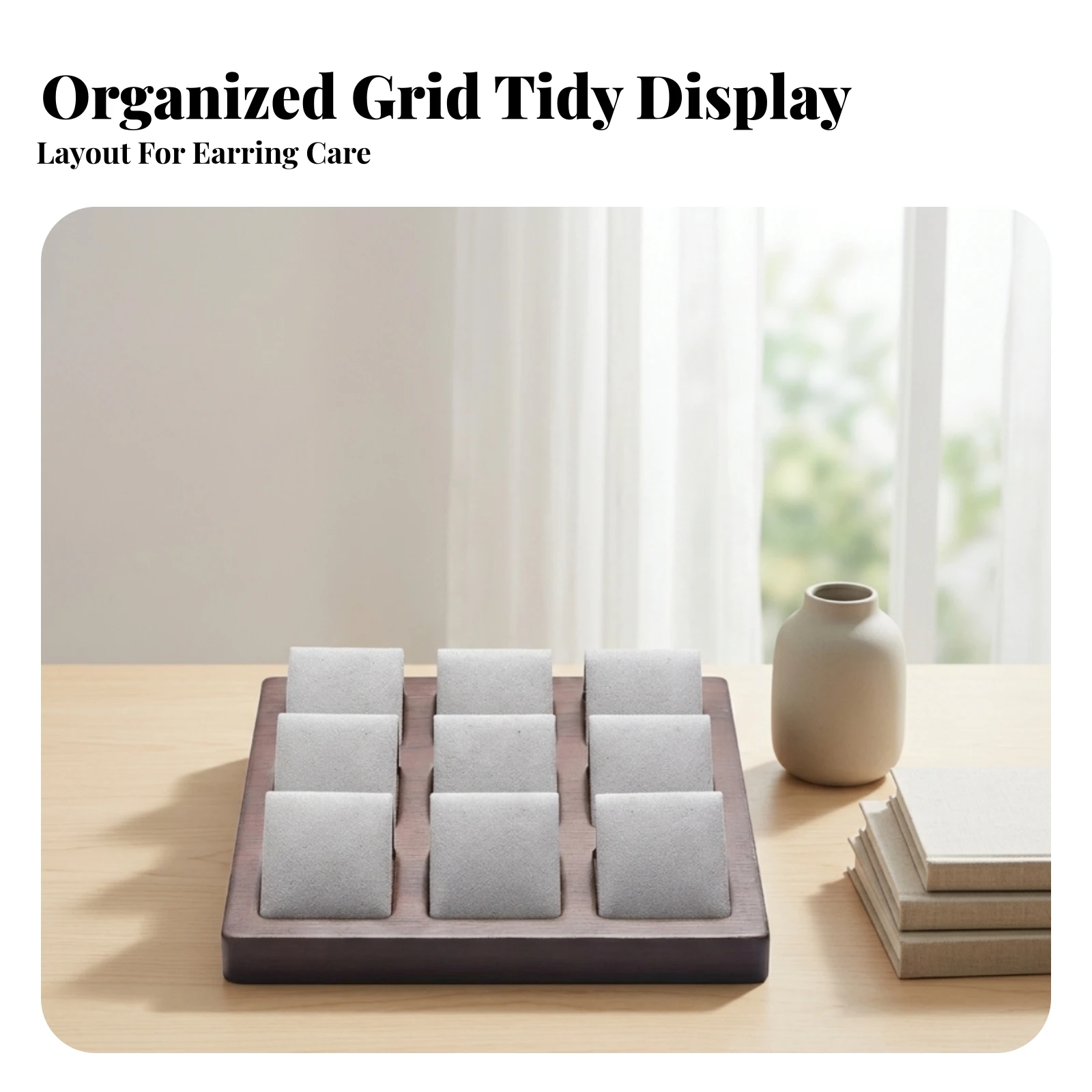 Jewelry Display Tray Compact Earring Display Tray Tangletangle-Proof Scratch-Resistant for Market Vendors, Countertop