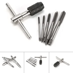 Tapping 6PCS/Set Threading Tool Tap Drill Tap Holder Ratchet Tap Wrench Alloy Steel Screw Taps + Tap Wrench M3x0.5 M4x0.7 M5x0.8