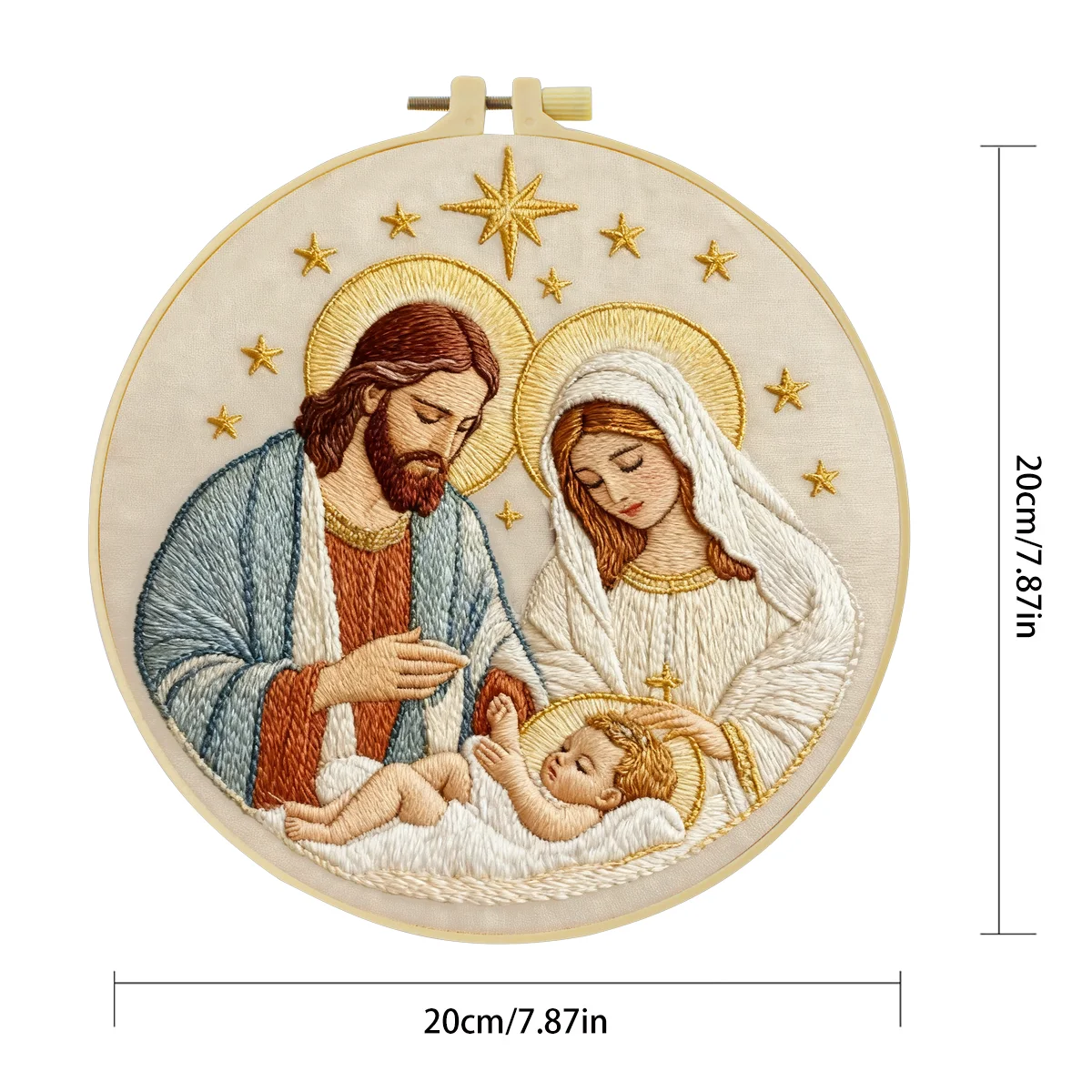 1 Stück 20X20CM/15X15CM 7,87/6,3 Zoll Religiöses Stickerei-Starter-Kit DIY-Kit DIY-Stickerei-Set Handarbeiten Nadelkunst – Detail 3