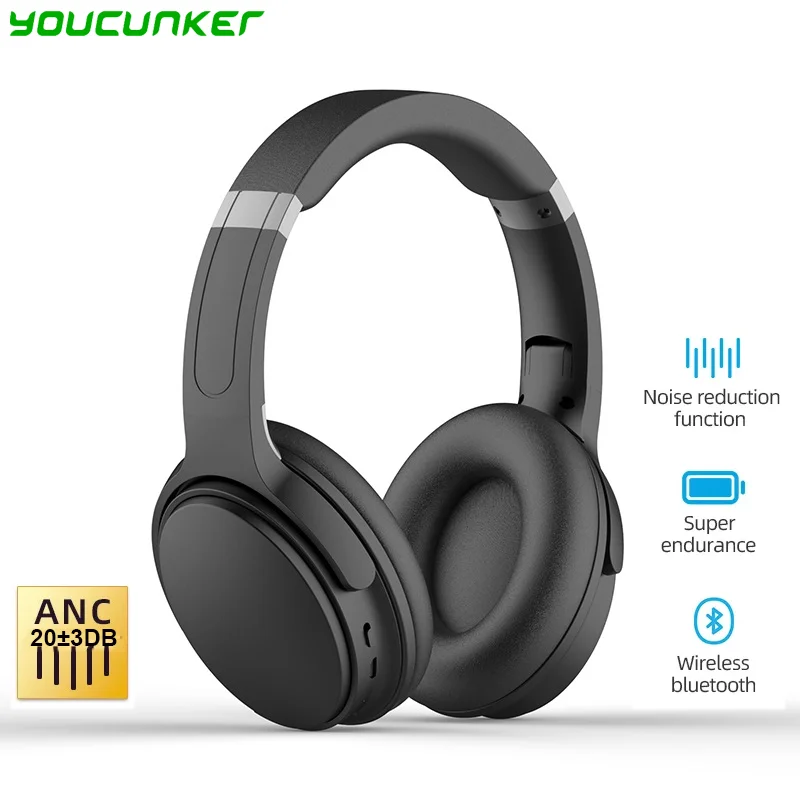 

Headworn Active Noise Cancellation Wireless Bluetooth V5.3 Headphone Foldable Hi-Res Surround Sound Headset For Laptop PC Tablet