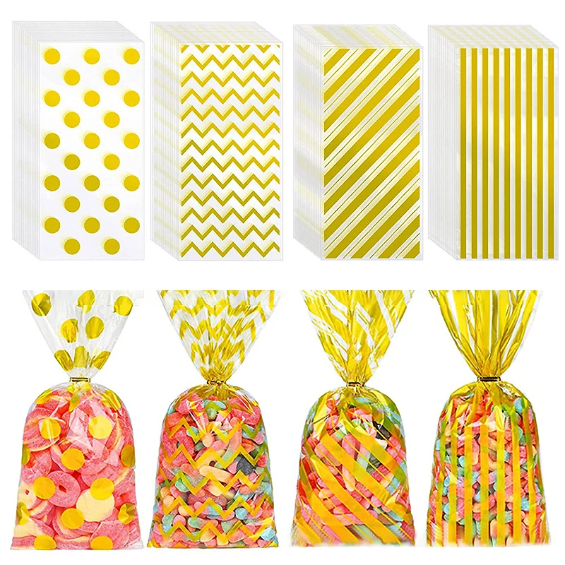 Plastic Candy Bag for Biscuit and Cookie, Packing Bags for Birthday Party Decoration, Wedding, Christmas Gift, Favors Bag, 50Pcs