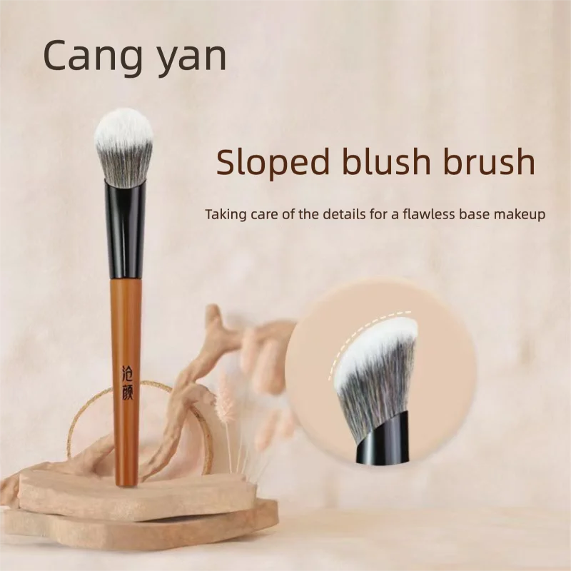 

Cangyan Y05 Angled Blush Facial Highlighting And Setting Makeup Creamy Liquid Contouring Brush, Single Pack For Beginners
