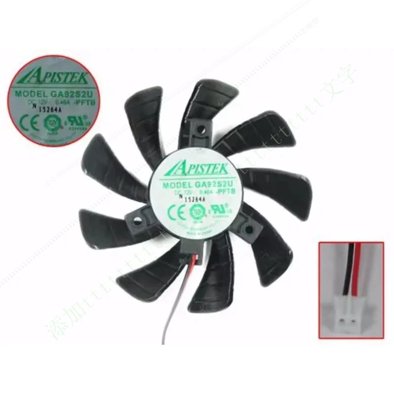 W PARA APISTEK Rotek GA92S2U DC 12V 0,46A Dia. Ventilador gráfico de 2 fios de 87 mm