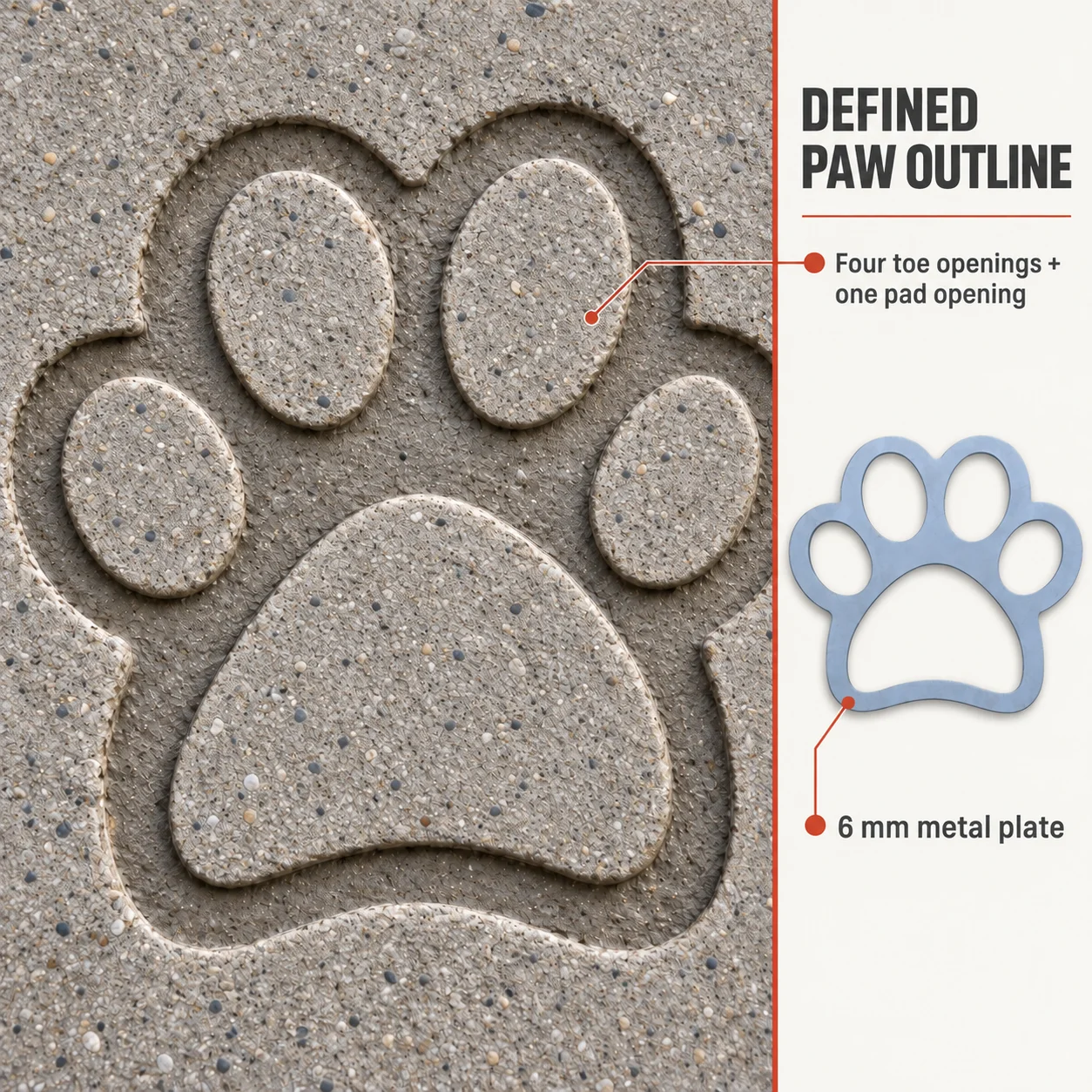 Concrete Molds Dog Paw Stamp 29x26cm, Reusable Iron Cement Imprint Mold for Garden