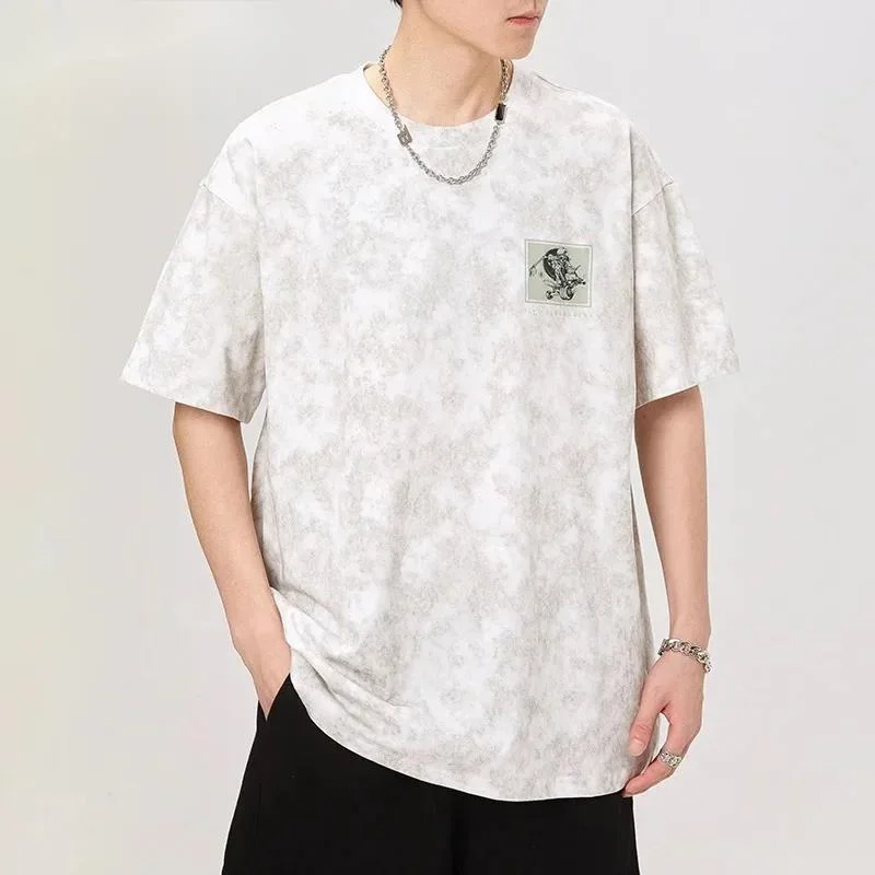 High Street Men's Oversized Washed T-Shirt Vintage Skeleton Graphic Streetwear Tee Short Sleeve Hip Hop Fashion Top Y6J5