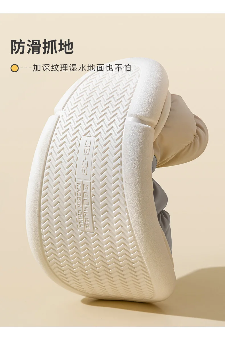 Shevalues Plüschfutter-Hausschuhe für Damen, warme Baumwoll-Hausschuhe, rutschfeste, dicke Sohle, flauschige Schuhe für Paare. – Detail 8