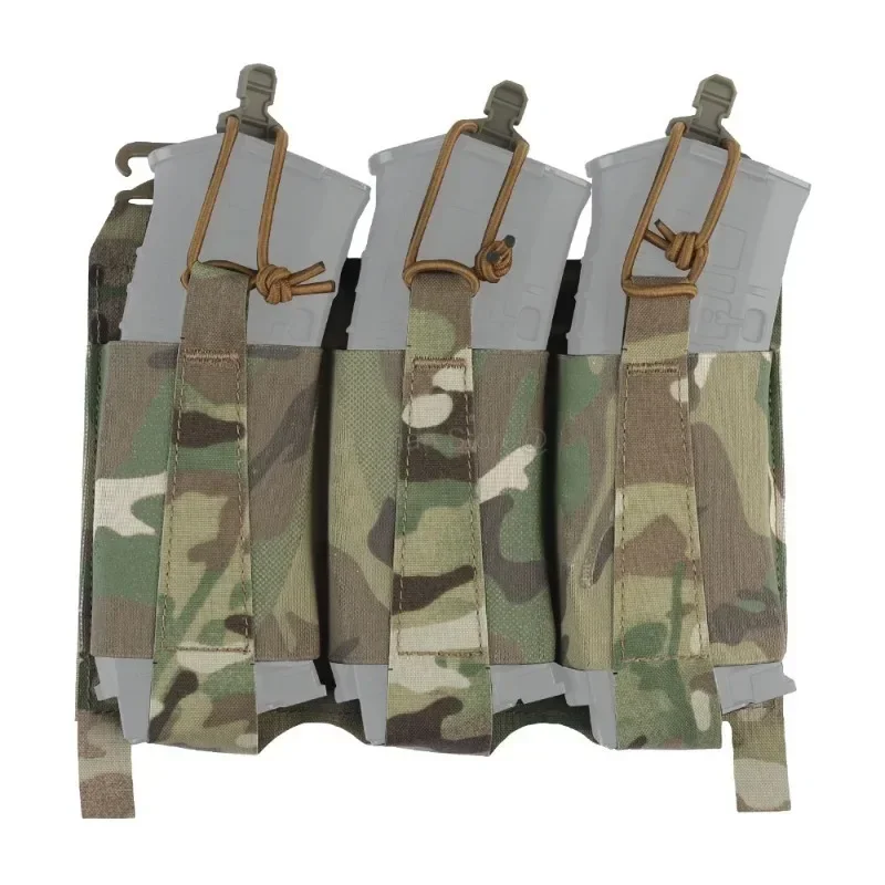 Triple Elastic Magazine Pouch Front Flap AR AK 556 762 223 MAG Bag FCPC Tactical Vest New Plate Carrier Chest Rig Placard Panel