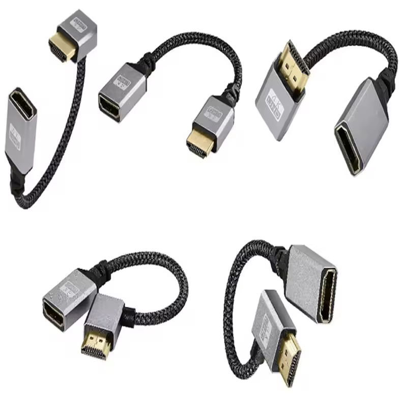 HDMI mâle à femelle 90 degrés vers le bas gauche droite tête droite Mini micro hdmi HD 4K @ 60HZ V2.0 câble d'extension Compatible HDMI