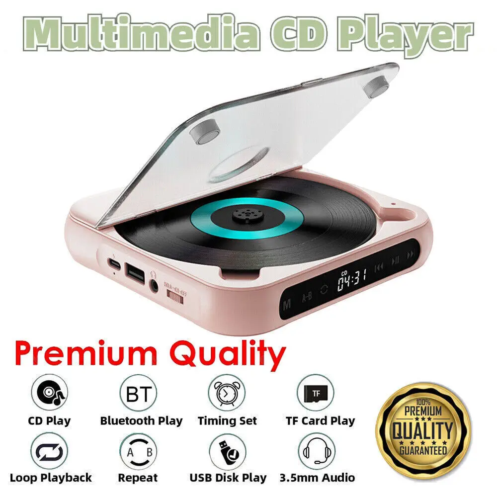 Portable W/ 1200Mah Rechargeable Battery Personal Bluetooth CD Player