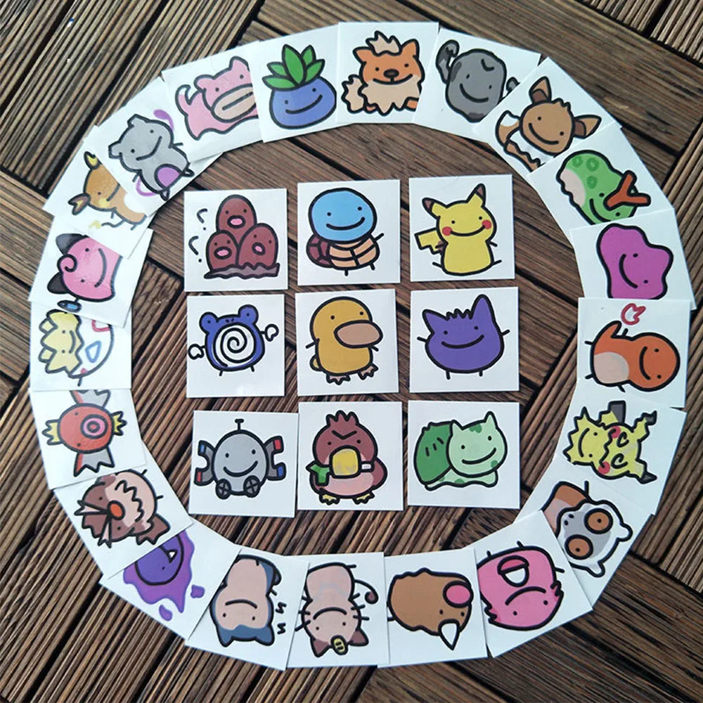 30Pcs Tattoo Stickers Original Cartoon Waterproof Cute Sticker Funny Kawaii Girl Christmas Birthday Gift Kids To