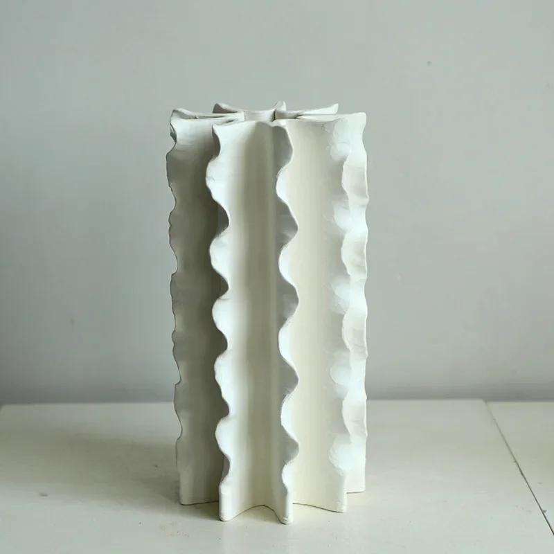Three-dimensional Pleated Ceramic Vase Wave-shaped Abstract Flower Vase Flower Arrangement Terrarium Home Decoration