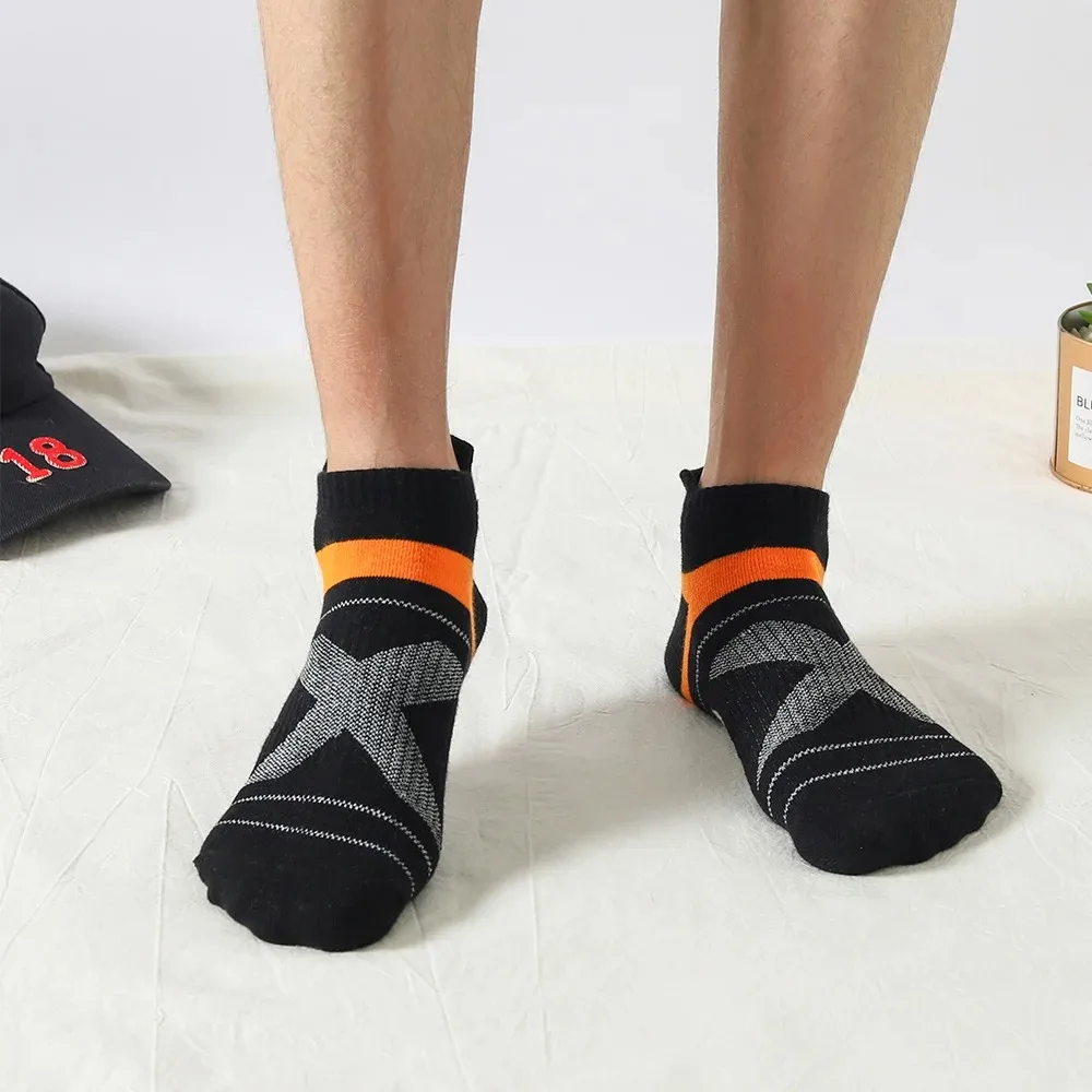 5 Pairs High Quality Socks Men Summer Outdoor Casual Cotton Socks Short Breathable Black Ankle Socks Run Sports Socks Size 38-45