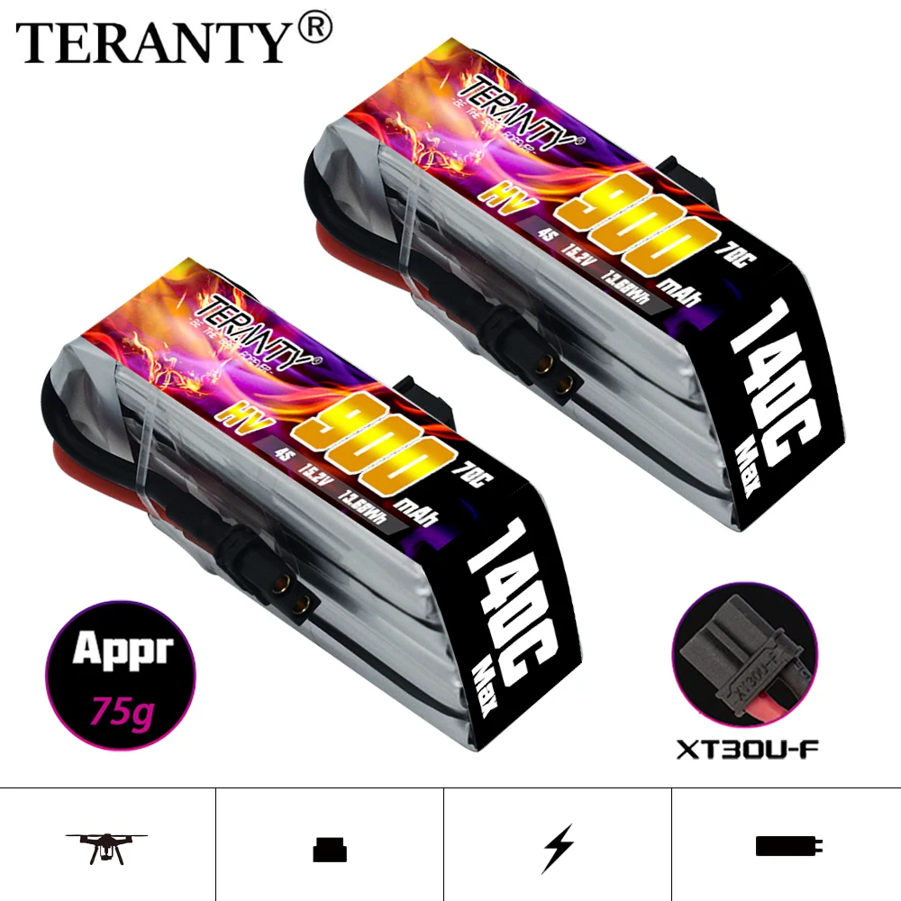 

TREANTY 4S 900MAH 15.2V 70C Max 140C High Voltage Lithium Battery for RC Interdisciplinary Aircraft Toy Model FPV Lipo Battery