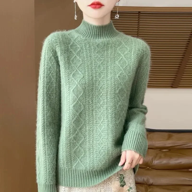 

2026 Long-sleeved Turtleneck Pullover Women's Autumn Winter Slim Sweater Basic Women's Clothes Cashmere Sweater