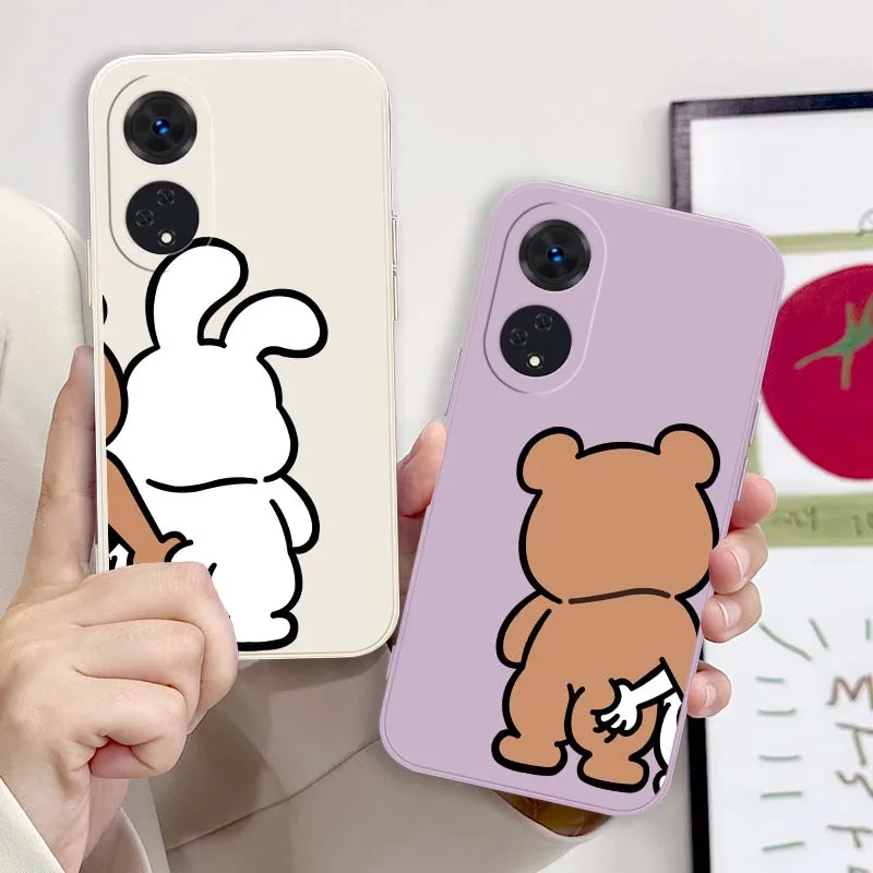 Мягкий чехол для телефона с рисунком кролика для OPPO A98 A96 A94 A78 A76 A74 A72 A58 A57 A54 A53 A52 Find X5 X3 Lite
