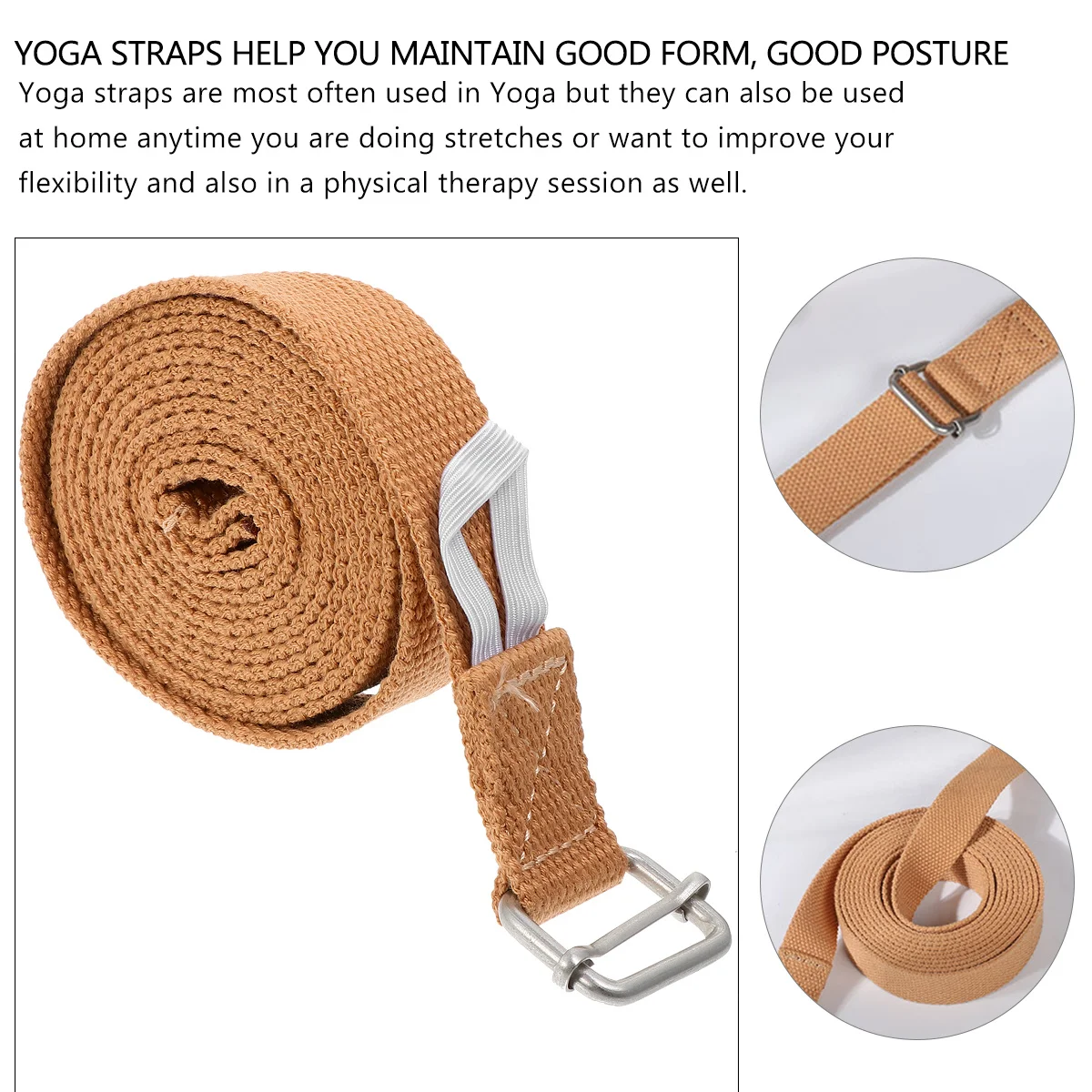 قطعة واحدة من حزام مقاومة اليوجا مثالي لجميع المستويات يعزز قوة المرونة، حزام تمرين محمول للياقة البدنية واليوجا