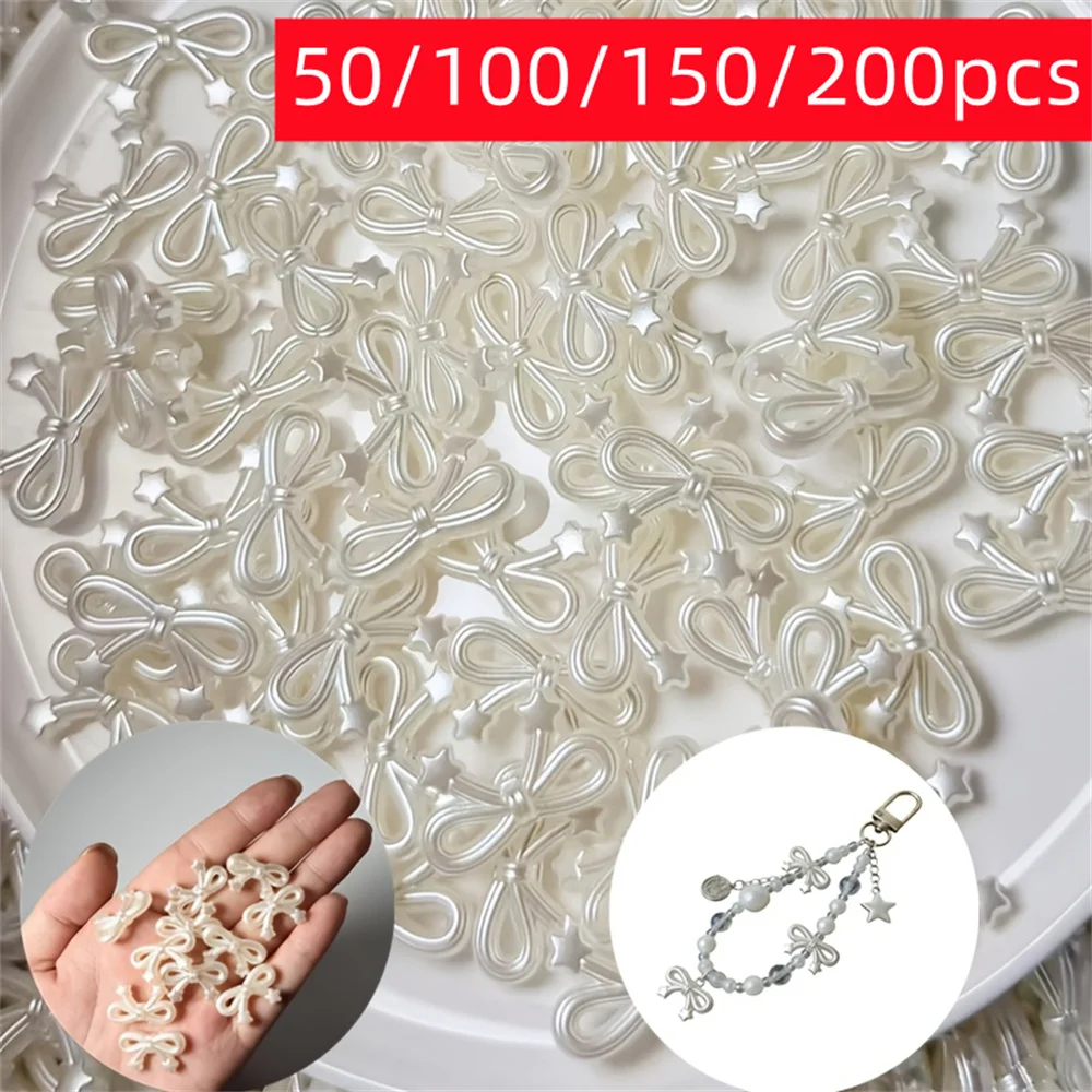 50/100/150/200 23mm Acrylic Star Bow with off White Pearl Effect, a Must-Have for DIY Enthusiasts