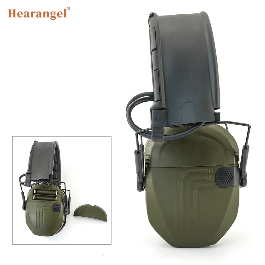 Hunting hearing protection headset with new headband, removable for gun range use, silicone ear cushions, foldable