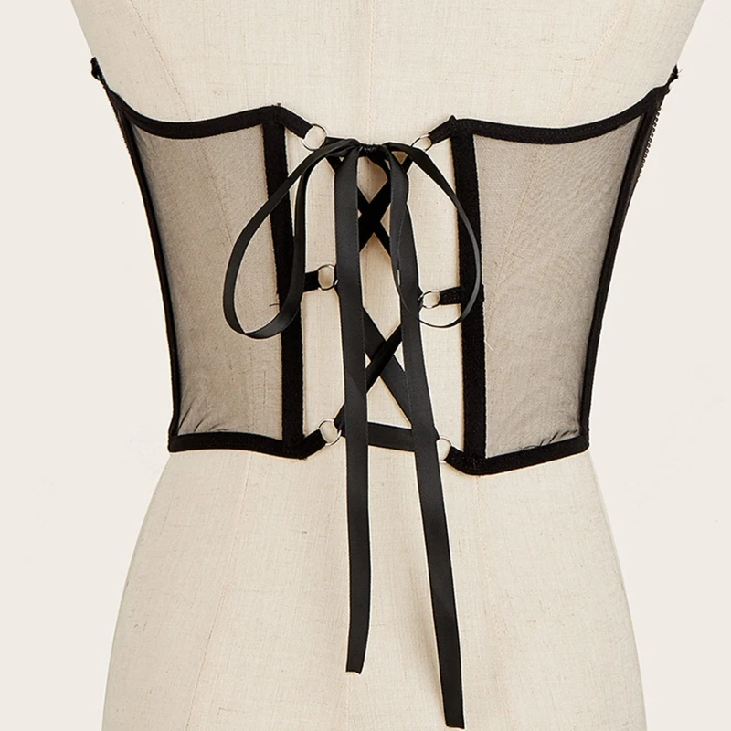 Corsetto in pizzo da donna corsetto in pizzo sexy con retro regolabile per top in lingerie da donna N58F