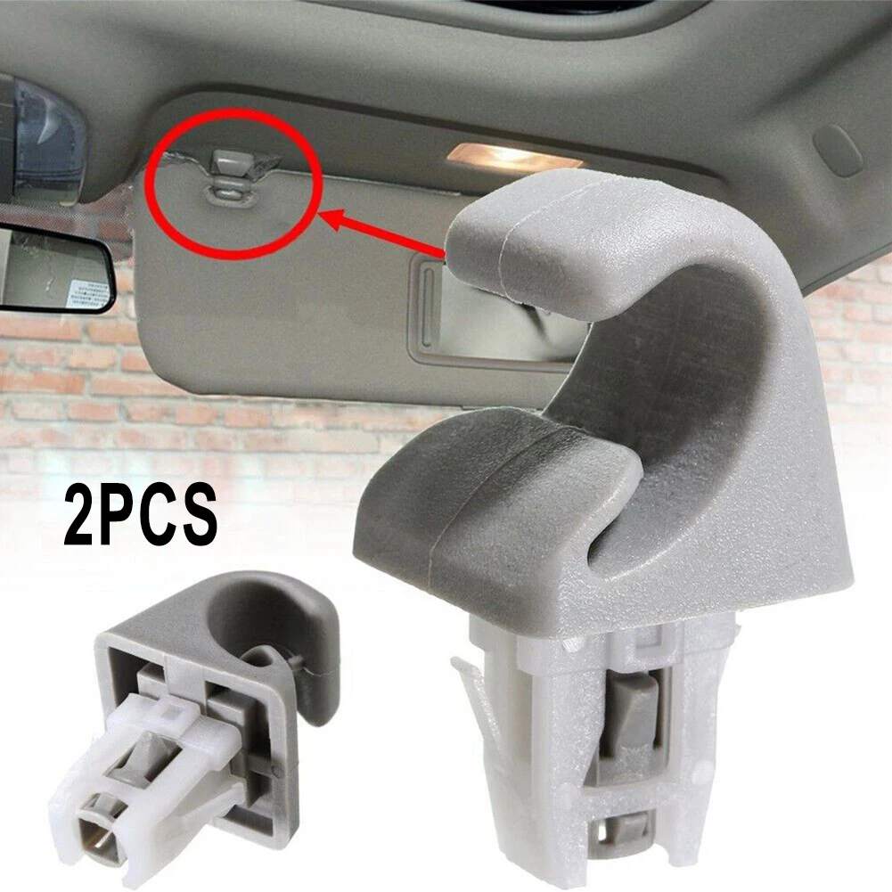 2pcs Car Sun Visor Hook Clips For Toyota For Camry For Corolla For Highlander For Prius For RAV4 For Solara Gray Sun Visor Clip