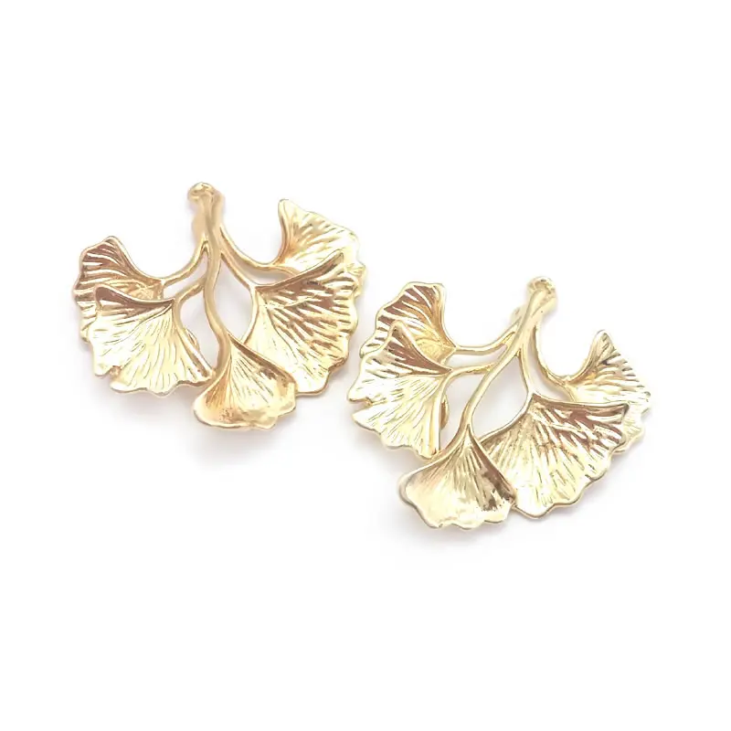 10PCS 23x25MM High Quality 18K Gold Color Brass Ginkgo Leaves Charms Pendants Jewelry Necklace Making Findings Accessories