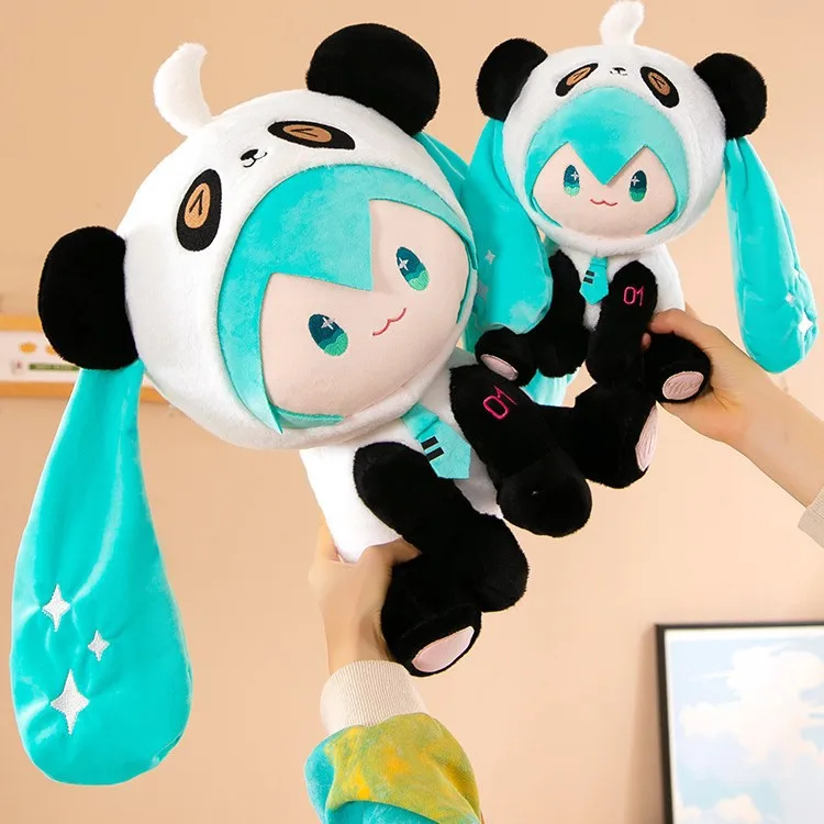 Large Cute Panda Hatsune Miku Fufu Plush Toy Doll Stuffed Animal Pillow Birthday Gift for Girls