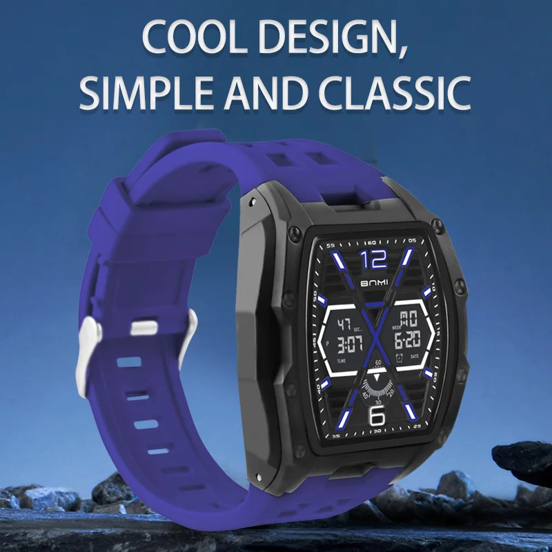 Elektronische LED digitale sporthorloges voor heren Waterdicht schokbestendig klok X Letter Dial Outdoor bergbeklimmen herenhorloge