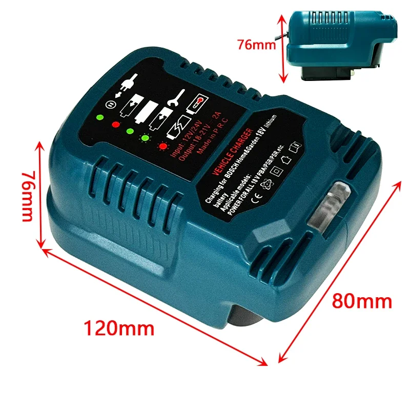 12V/24V 100-240V Portable Li-ion Battery Mini Compact Car Charger for Bosch Home&Garden for ALL 18V PBA/PSB/PSR Lithium Battery