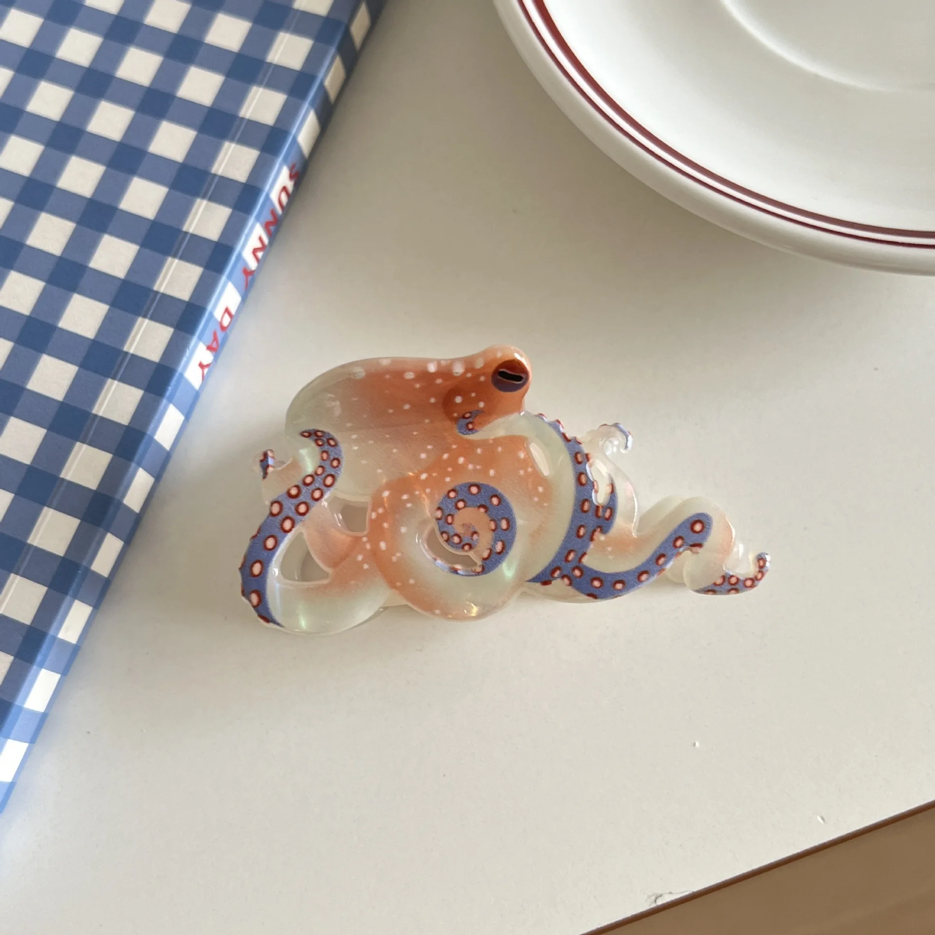 1pc Creative Design Grab Clip Fun Marine Animal Hair Clip Personalized Woven Hair Grab New Octopus Shark Clip image 4