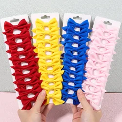 10Pcs/Set Girls Solid Bowknot Hair Clips for Baby Bows Hairpin Handmade Ribbon Barrettes Headwear Kid Hair Accessories Wholesale