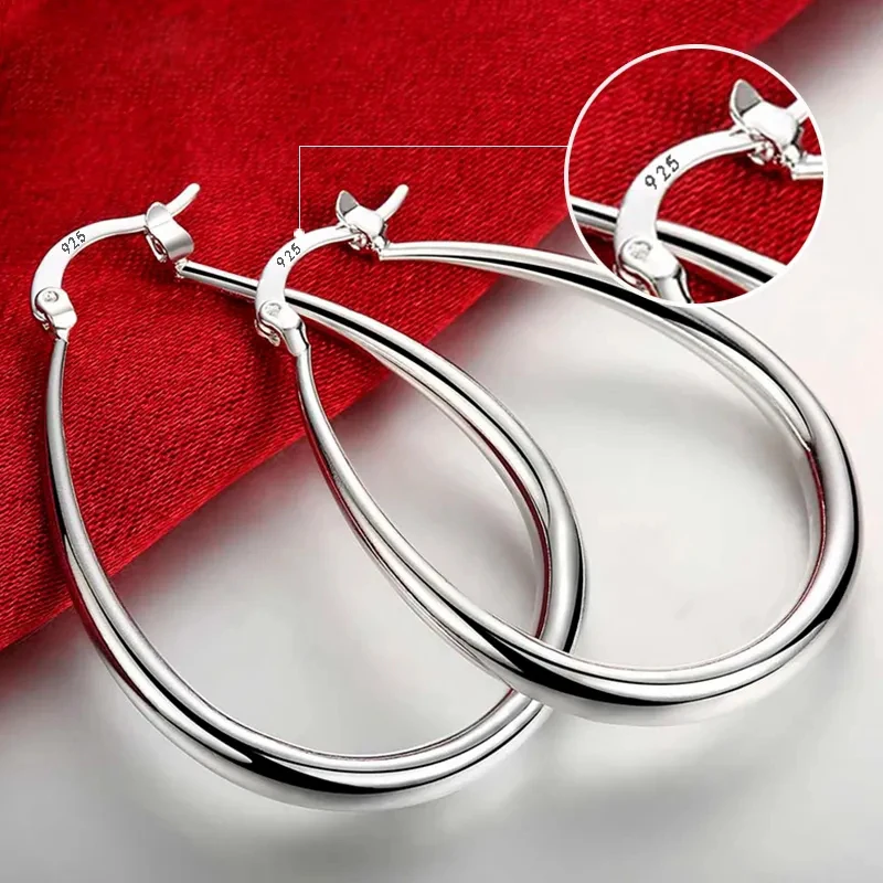 Hoop Earrings For Women Big Circle 41mm Fashion Charm Wedding Earrings Silver Sample 925 Hoops