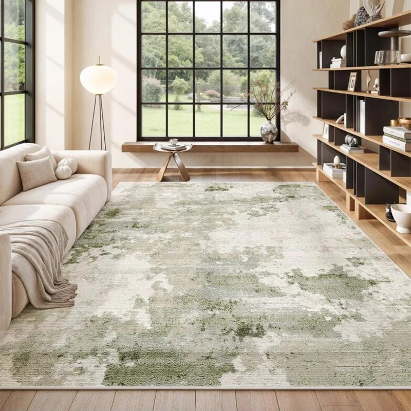 Abstract Green Living Room Carpet Large Ink Drawing Home Sofa Tea Table Floor Mat Retro Home Cloakroom Floor Mat Luxury Bedroom