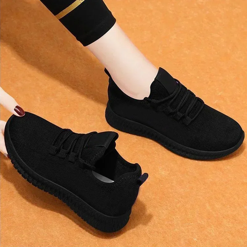 Women's Breathable Non-slip Platform Fashion 2024 Autumn New Casual Shoes Korean Running Shoes Black Sneakers Shoes for Women