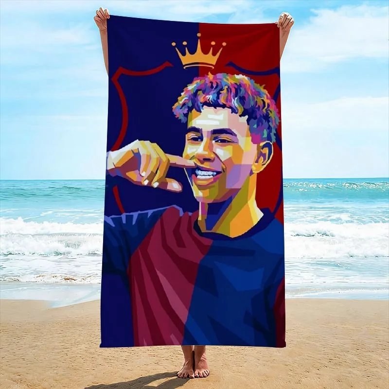 1pc L-Lamine Y-Yamal Pop Art Print Beach Towel Microfiber Quick Dry Football Bath Towel For Pool Beach Travel Barca Fans Gift