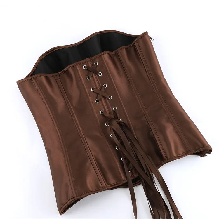 Frauen Vollbrust Korsett Top Schwarz Weiß Satin Einfache Elegante Bustier Gothic Zipper Taille Cincher Shapewear Sexy Korset – Detail 34