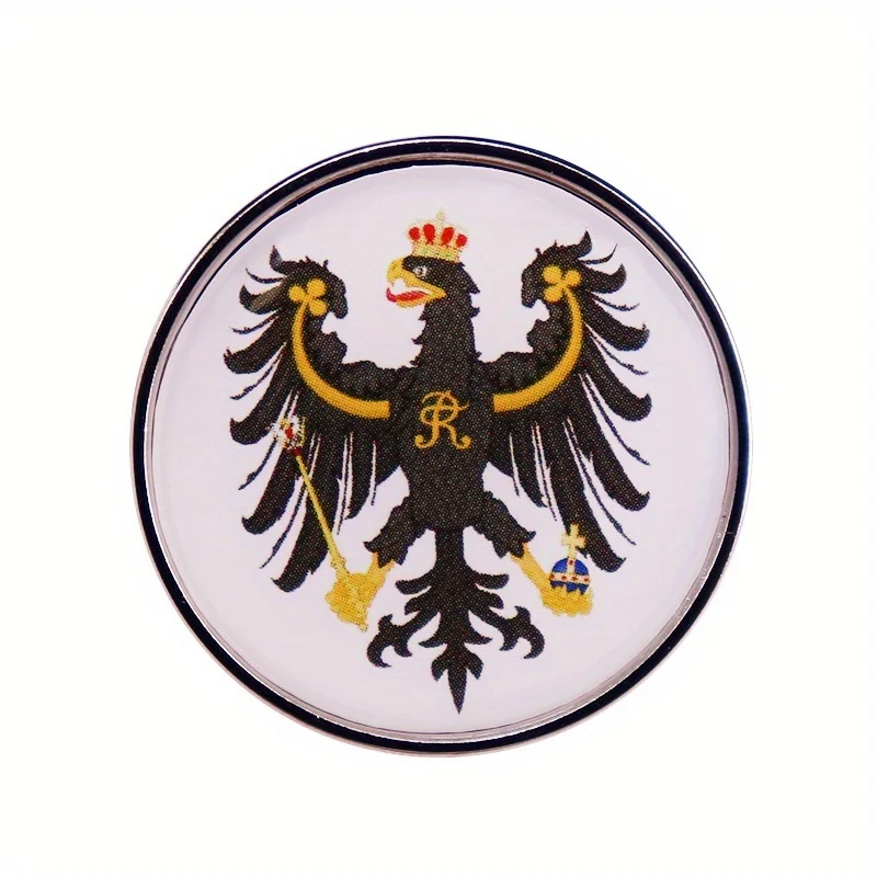 1Pc Germany German Empire Kingdom of Prussia Lapel Pin Crowned Prussian Eagle with Scepter Coat of Arms Flag Badge Brooch