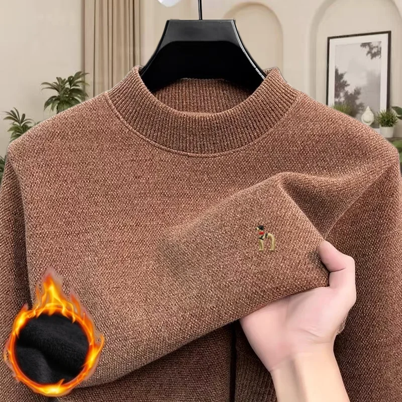 

Элитный классический мужской свитер из вельвета, теплый вязаный пуловер с изысканной вышивкой, модный осенне-зимний вариант, хит продаж.