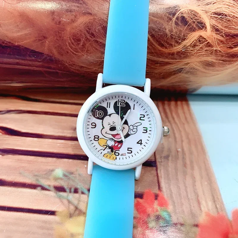 Disney mickey mouse dos desenhos animados crianças relógios à prova dwaterproof água silicone macio assistir banda luminosa relógio de quartzo para meninos meninas presentes