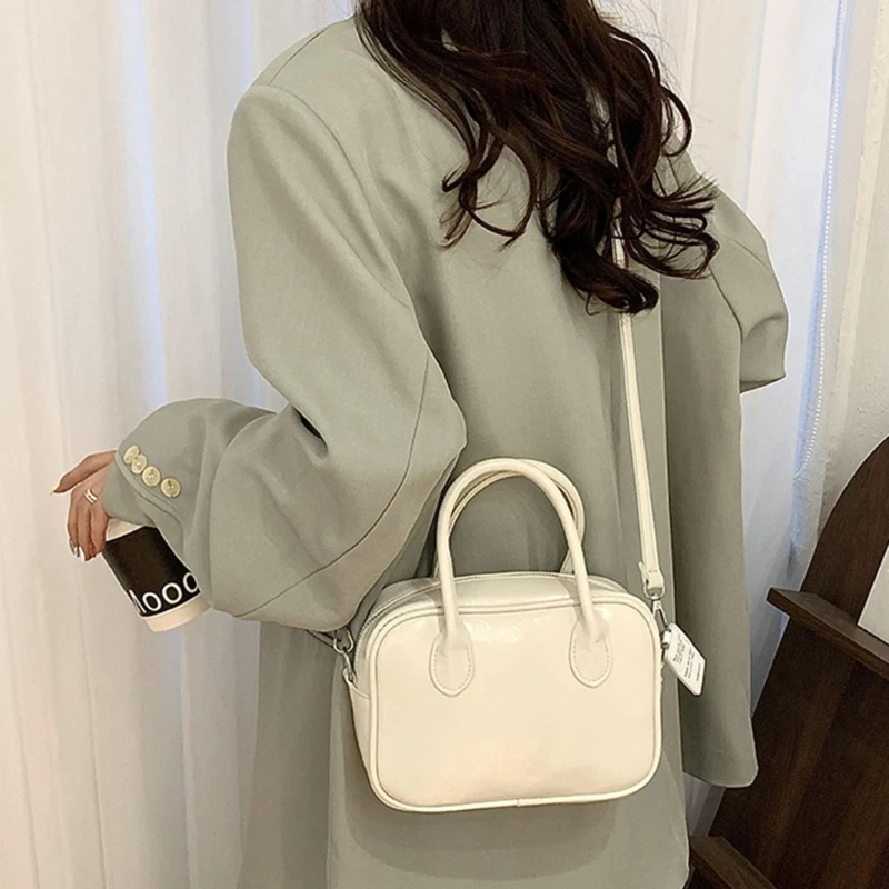 Women Solid Color Shoulder Bag Shopping Bag PU Leather Crossbody Bag Handbag